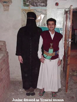 Janine dressed as Yemeni woman
