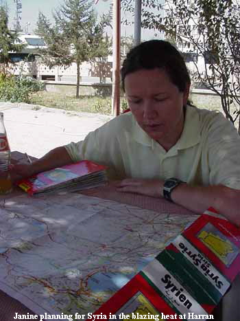 Janine planning for Syria in the blazing heat at Harran