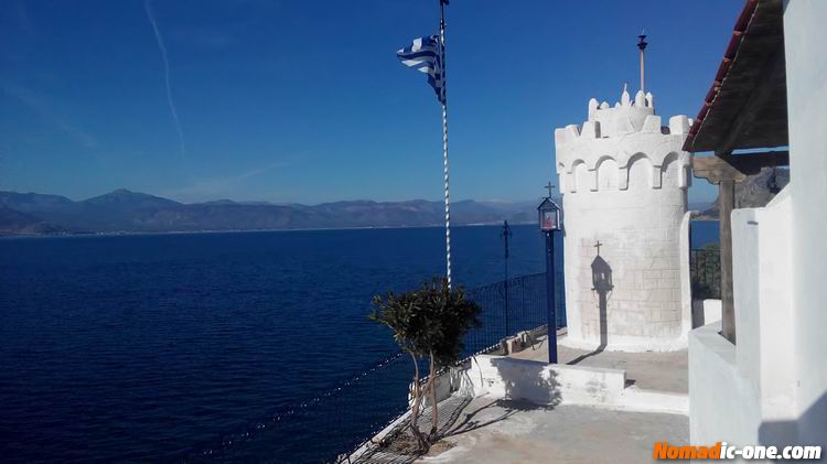 Karathona Beach with the church Agois Nikolaos