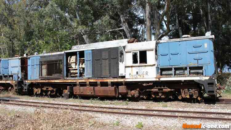 Diesel locomotive at Miloi, Myloi, Μύλοι trainstation near Nafplio, Greece