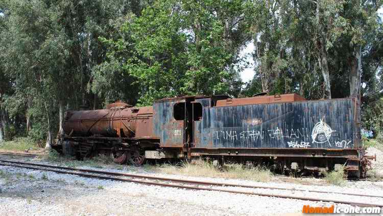 Steam train at Miloi, Myloi, Μύλοι trainstation near Nafplio, Greece