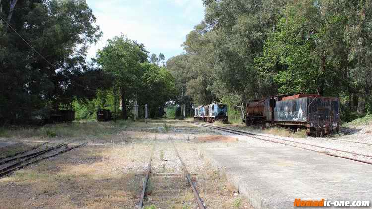 Train yard at Miloi, Myloi, Μύλοι trainstation near Nafplio, Greece