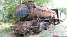 Steam train at Miloi (Myloi, Μύλοι) railway yard near Nafplio, Greece