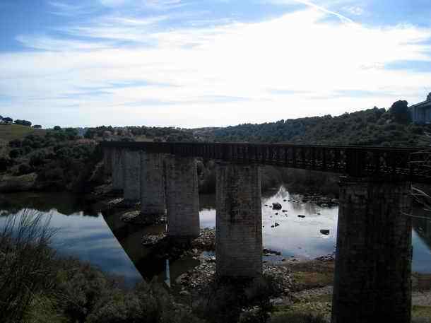 Abandoned railroad line bridge Apeadeiro do Guadiana between Beja and Moura in Alentejo - Portugal