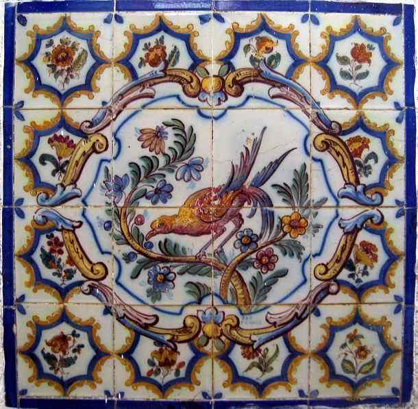 Azulejo train station handmade tile work - Bird sitting in tree