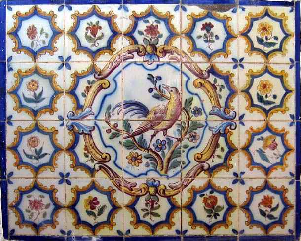 Azulejo train station artwork - bird eating in tree