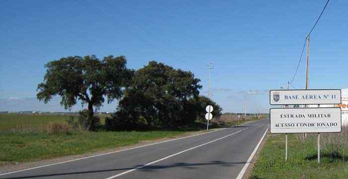 The entrance road to Beja Airbase Number 11 near Beja in the Alentejo Province - Portugal