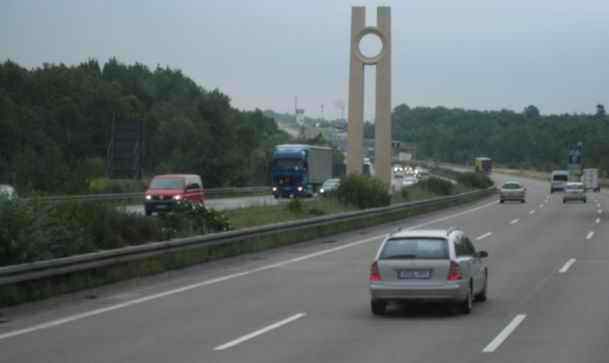 Border sign checkpoint alpha at Marienborn - East Germany - former DDR