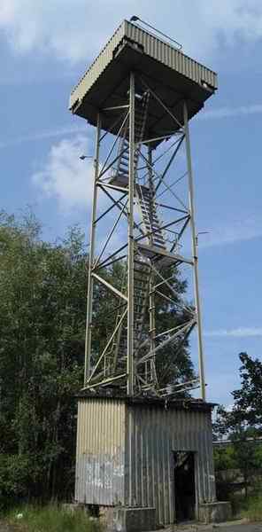 Former DDR watchtower just behind the Iron Curtain at Checkpoint Alpha - Marienborn