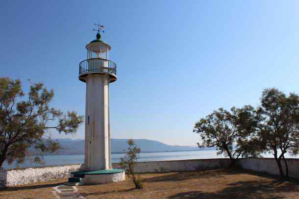 Lighthouse Chiliomili on Cape Akra Anteros in Greece