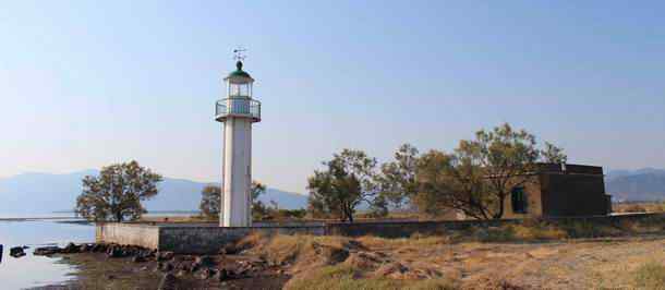 Lighthouse Chiliomili on Cape Akra Anteros from the west side