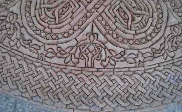 Detail from handmade Ceramic Tilework called Zellij in Fes Morocco