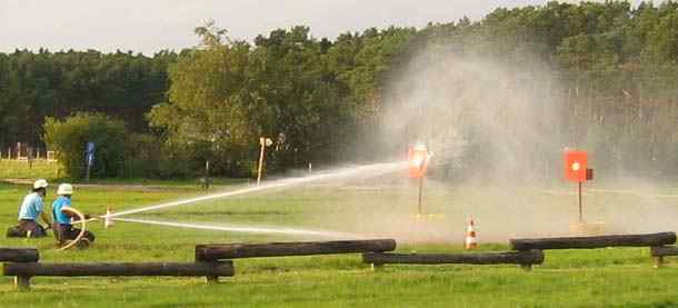 Hosing down a fire target Berlin - Germany