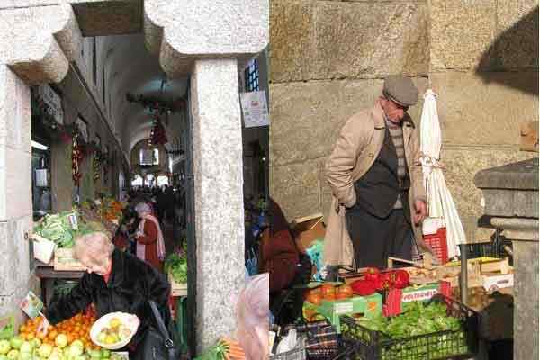 Fruit market at Praza de abastos in Santiago de Compostela in Galicia - Spain