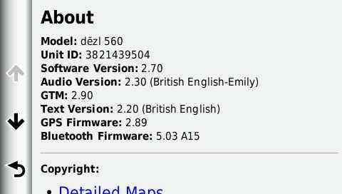 Garmin Dezl 560LT V2.70 version information