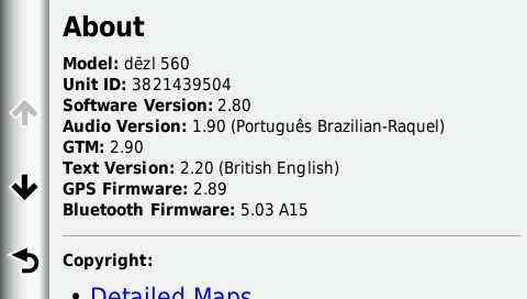 Garmin Dezl 560LT V2.80 version information