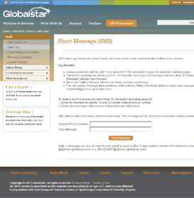 Sending free SMS text messages to a Globalstar satellite phone number