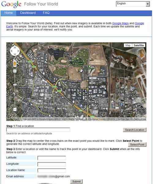 Google map update notification tool Follow Your World