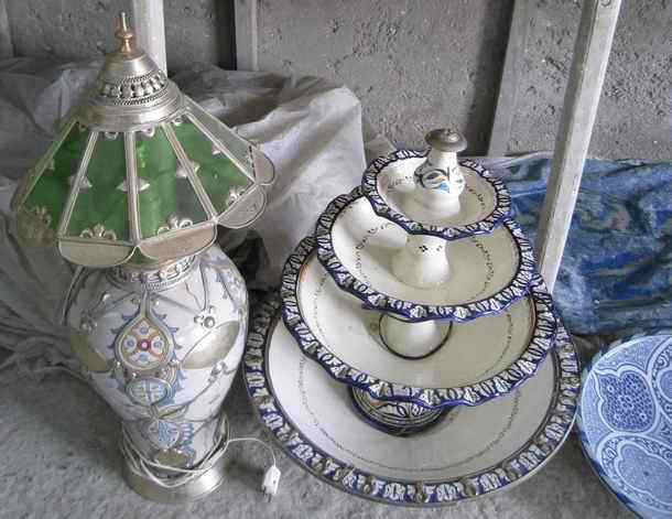 Handmade Ceramic pottery ready to be packed for shipping in Fes Morocco.