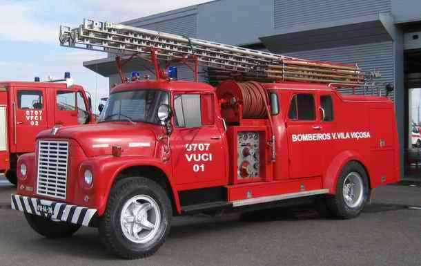 Historic International Fire Truck at the Fire Brigade of Vila Vicosa in Portugal