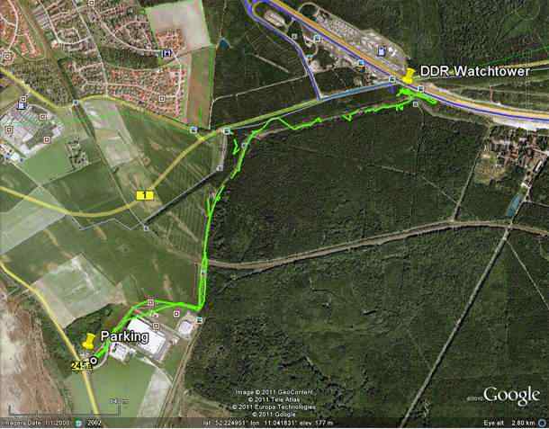 Map walking trail towards the Iron Curtain at Checkpoint Alpha - Marienborn