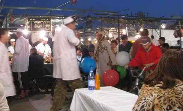 Marrakech Djemaa el Fna open air foodstall by locals for locals