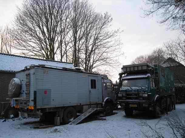 Mercedes Benz 1017A and 1719A parked in winter time