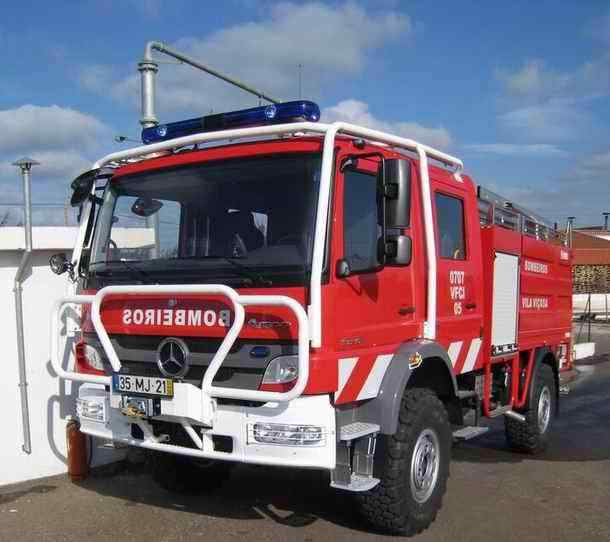 Mercedes Benz Atego 4x4 fire truck in Vila Vicosa in Portugal