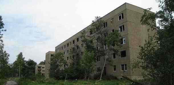 Military Airfield Brand Briesen with old soviet buildings