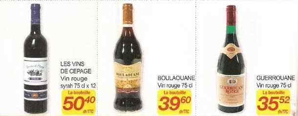 Moroccan wines on offer in local supermarkets in Morocco