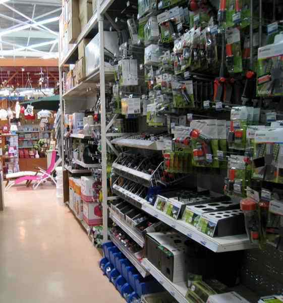 Garden supplies section in Mr Bricolage DIY home improvement hardware store in Marrakech - Morocco