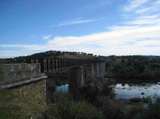 Deserted railroad line bridge Apeadeiro do Guadiana between Beja and Moura in Alentejo - Portugal