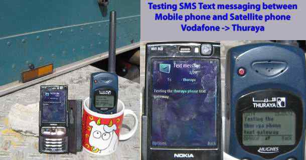 Testing SMS text messaging between mobile cellphone and Satellite phone network