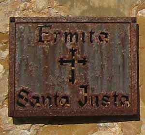 Sign at the Chapel and Hermitage Ermita Santa Justa in Cantabria - Spain