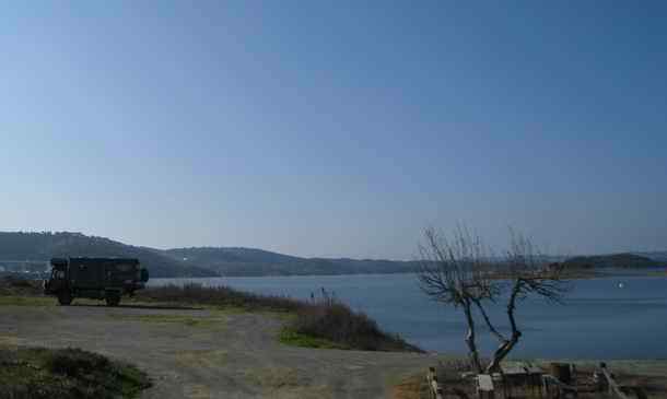 Parking your motorhome, campervan, RV at the Alqueva reservoir lake in the Alentejo in Portugal