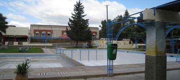 The swimming pool and party center at Camping, Campsite, Kampingplatz International in Fes Morocco