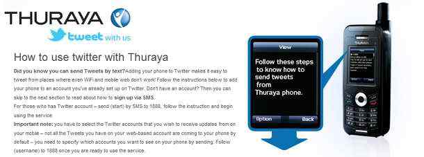 Thuraya Twitter Service - Tweet your GPS location from a Satellite phone