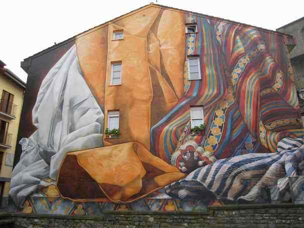 Mural at the Santa Maria Cathedral in Vitoria Gasteiz the Basque capital city in Spain