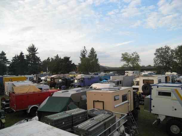 Opening day in the evening at the 32nd International Overland Travelers Meeting in Mendig Germany 