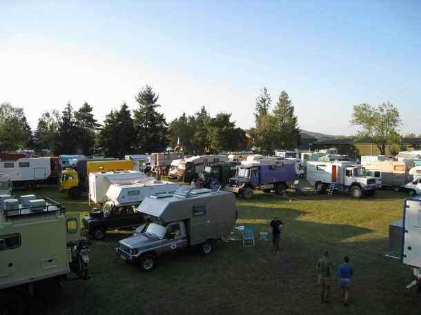 Evening 2nd day at the 32nd International Overland Travelers Meeting in Mendig Germany 