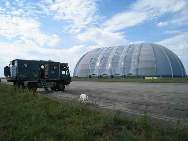 Airship hangar on a deserted airstip near Krausnick - East-Germany