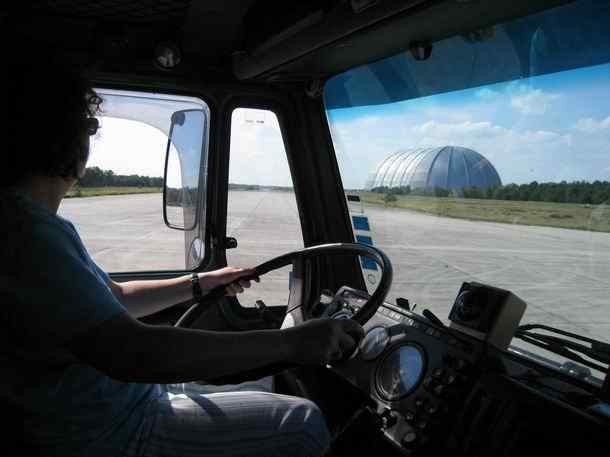 Airship hangar on a deserted runway near Krausnick - East-Germany