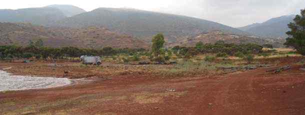 Carp fishing spots at Bin el Ouidane reservoir lake in morocco